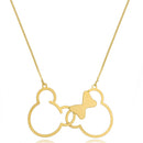 Colar Personalizado Mickey E Minnie Entrelaçados  Folheado Em Ouro 18k