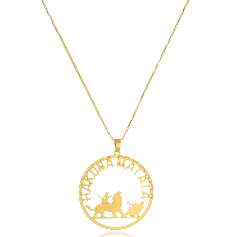 Colar Personalizado Hakuna Matata Folheado Em Ouro 18k