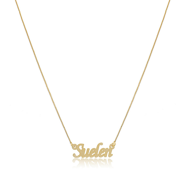 Colar Personalizado Com Nome Folheado Em Ouro 18k