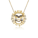 Colar Personalizado Com Filhos E Nomes Em Branco E Preto Folheado Em Ouro 18k