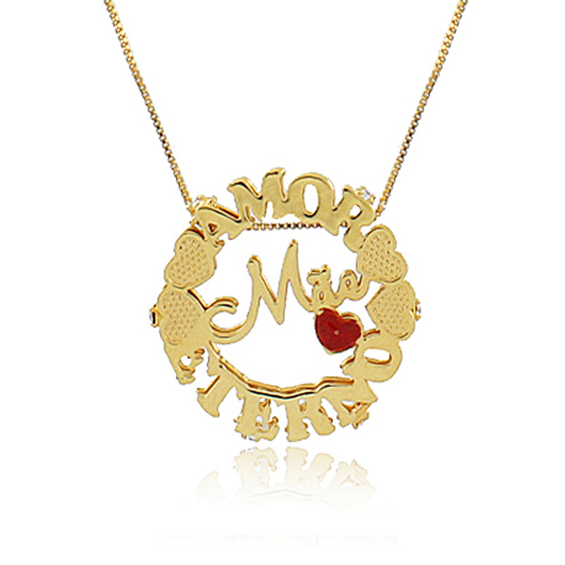 Colar Personalizado Mandala Mãe Amor Eterno Folheado Em Ouro 18k