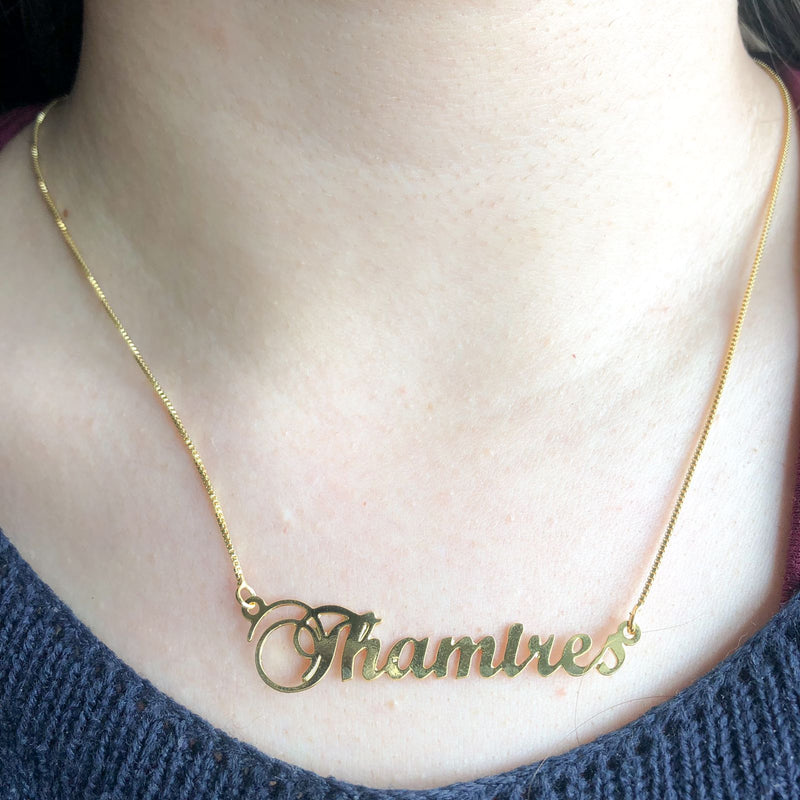 Colar Personalizado Com Nome Folheado Em Ouro 18k