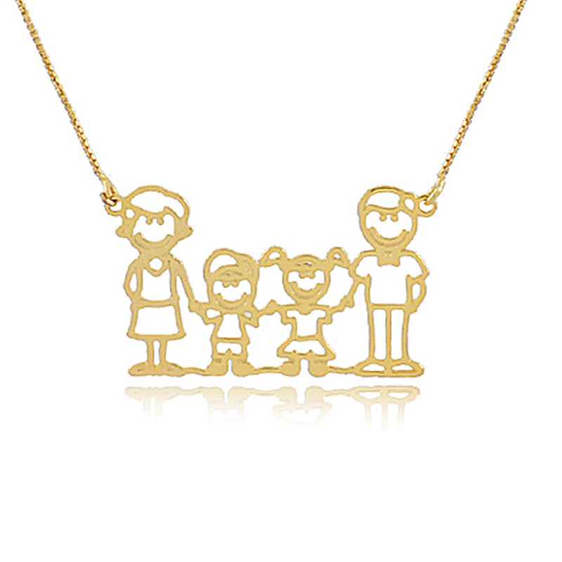 Colar Personalizado De Familia Folheado Em Ouro 18k