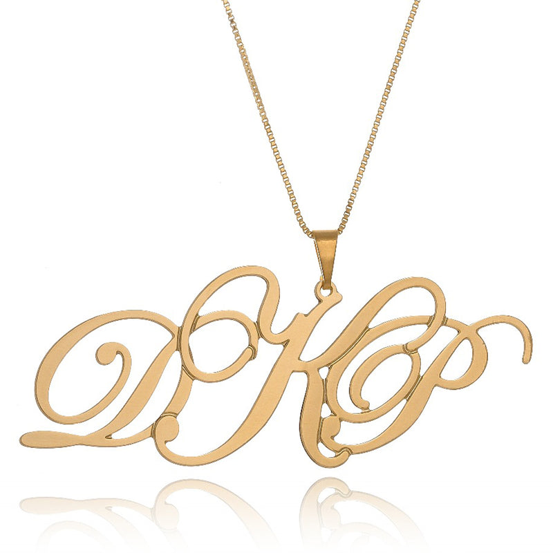 Colar Personalizado Iniciais Folheado Em Ouro 18k