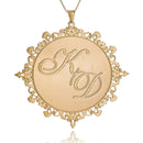 Colar Personalizado Mandala Chapado Com Iniciais Folheado Em Ouro 18k