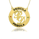 Colar Personalizado Mandala Circunferencial Com Nomes E Iniciais No Meio