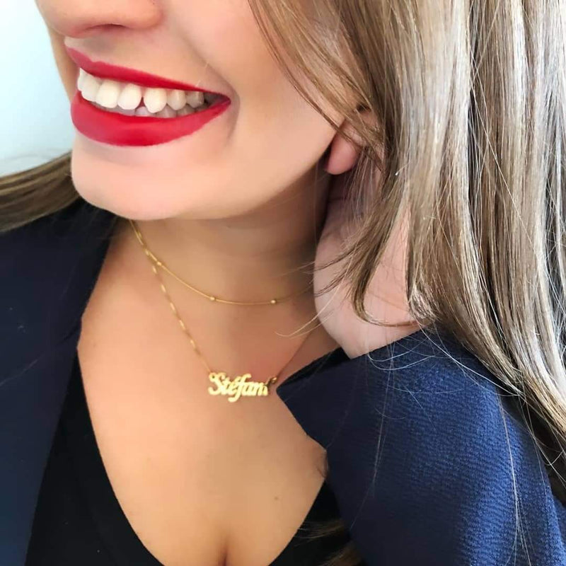 Colar Personalizado Com Nome Folheado Em Ouro 18k