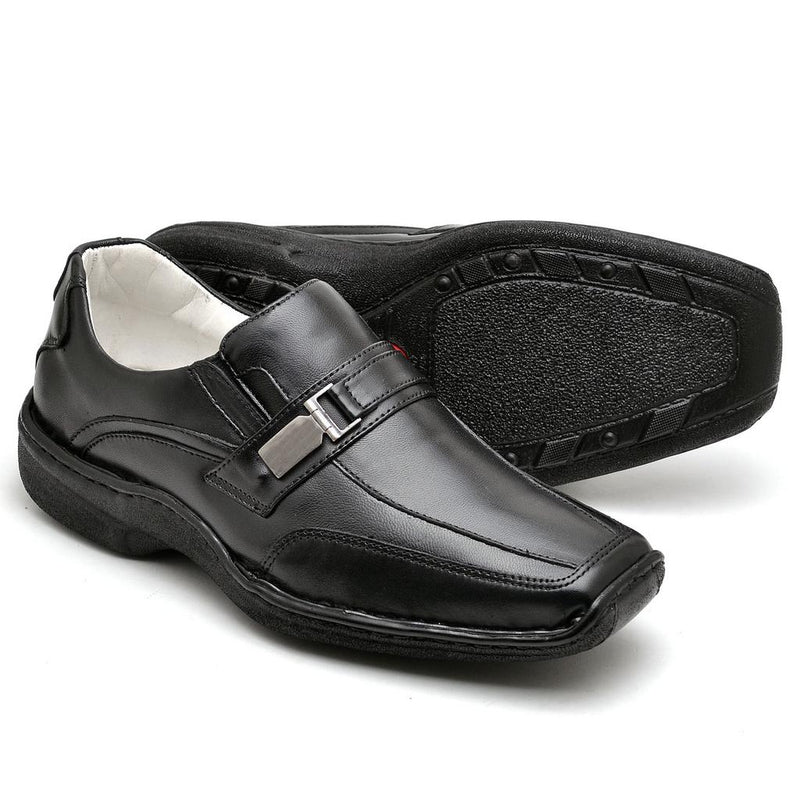 Sapato Casual Conforto Couro Preto 2016