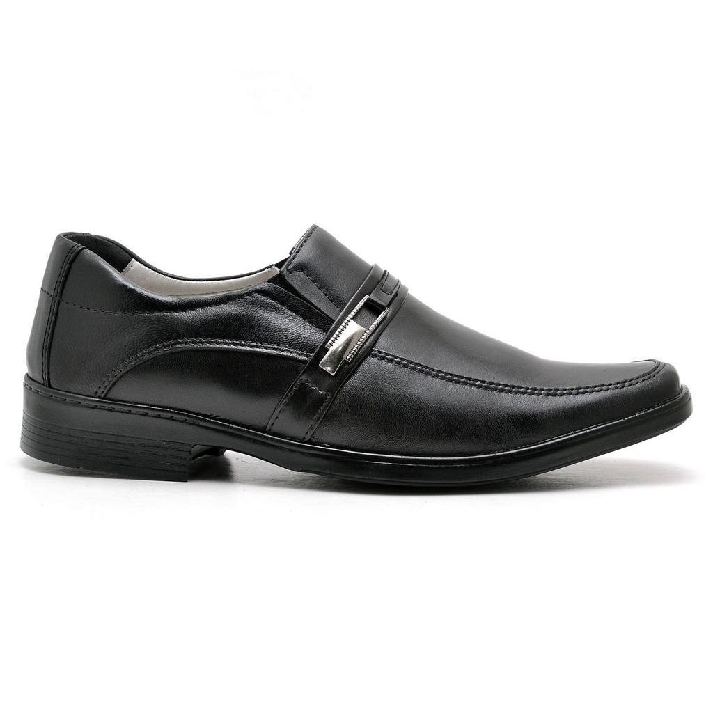 Sapato Casual Conforto Couro Preto 011