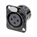 Conector Xlr Painel Femea 3 Polos Quadrado Preto Cont.gold Rc3fdl-b Rean