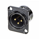Conector Xlr Painel Macho 3 Polos Quadrado Preto Cont.gold Rc3mdl-b Rean