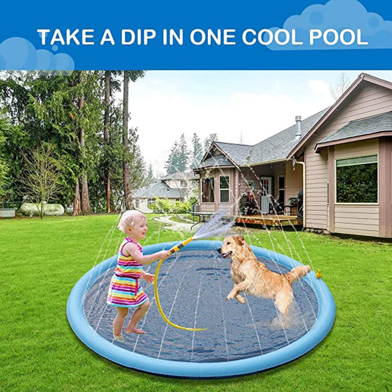 Piscina para animais de estimação, interativo ao ar livre, tapete de água, brinquedos para cães, gatos e crianças