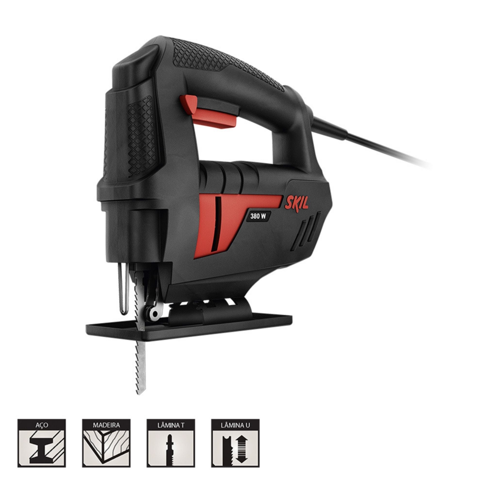 Serra Tico-tico 380w P/ Lâminas Em T Ou U, Cortes De 0 A 45 Graus E Trava De Gatilho Skil 4380 220v