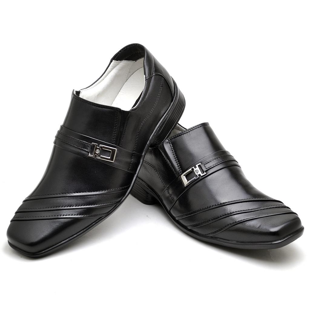 Sapato Casual Conforto Couro Preto 04w