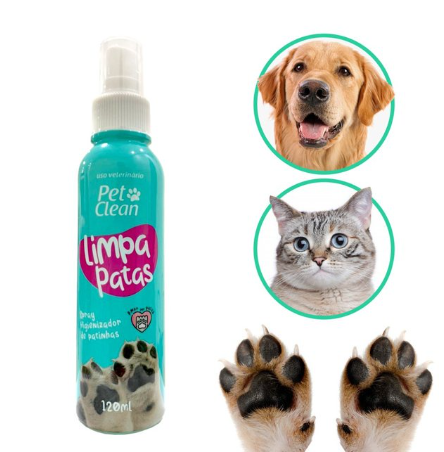 Limpa Patas Limpador de Patinhas para Cachorro e Gato Pet Clean - Spray 120 ml