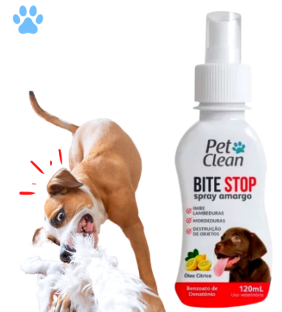 Bite Stop Pet Clean Spray Amargo Adestrador Anti lambida, mordedura, mutilação e destruição de objetos - 120 ml