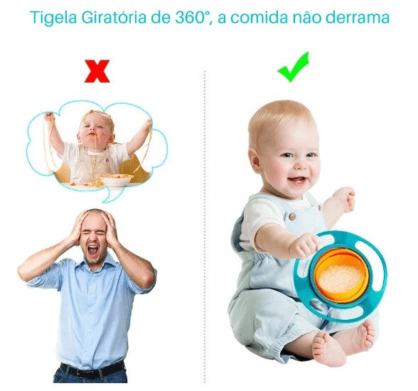 Pratinho Prato Mágico Giratório 360 Pote Não Cai Comida Bebê Gyro Bowl Infantil