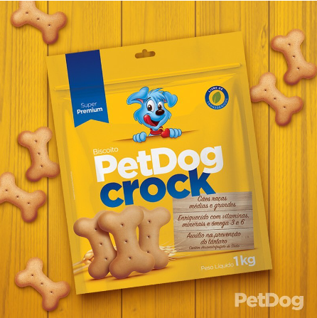 Biscoito para Pet Cães Dog Crock Super Premium Mix - Cães de Todas as Raças - 1 Kg