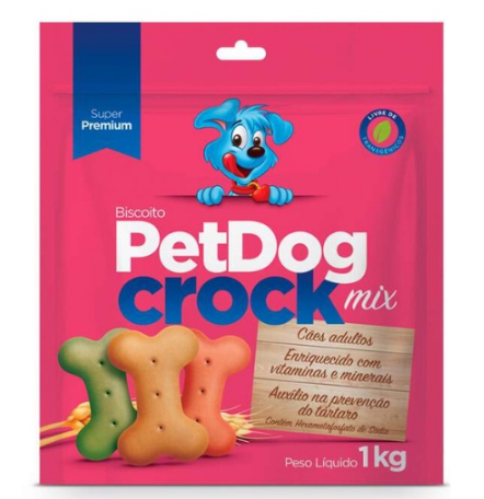 Biscoito para Pet Cães Dog Crock Super Premium Mix - Cães de Todas as Raças - 1 Kg