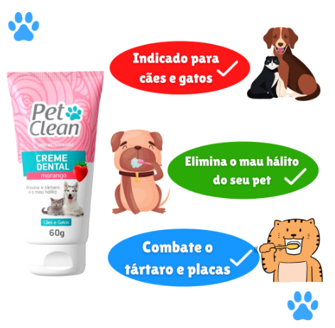 Creme Dental para Cachorro e Gato Pet Clean 60g