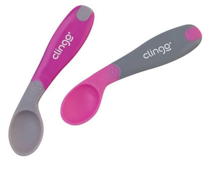 Kit 2 Colheres De Silicone Termosensível 6M+ Roxo e verde Clingo