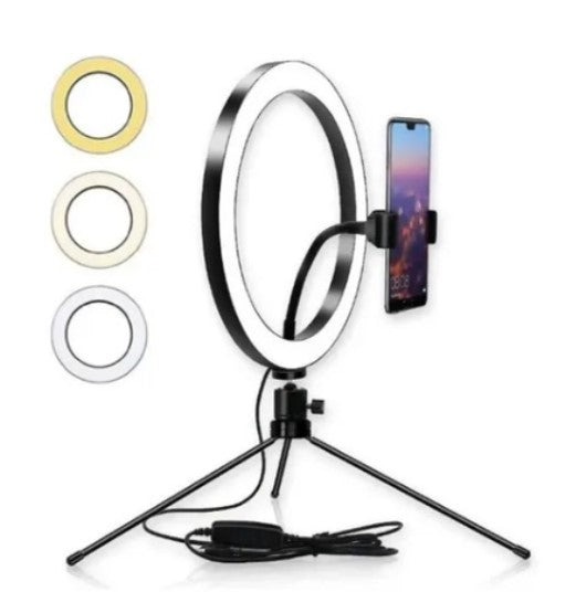 Ring Light Iluminador De Led Usb - Com Tripé de mesa