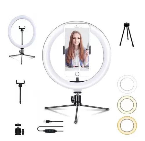 Ring Light Iluminador De Led Usb - Com Tripé de mesa