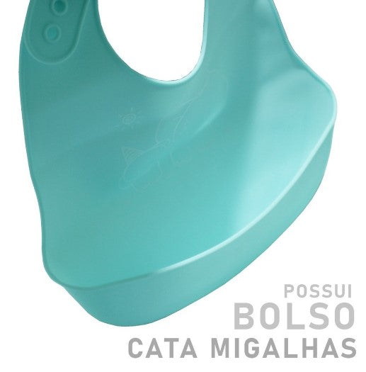 Babador Infantil De Silicone Diversas Cores Impermeável Cata Migalhas