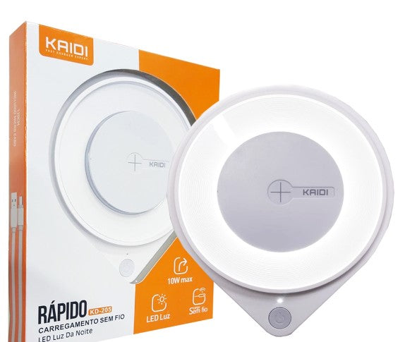 Carregador de Celular Por Indução Sem Fio Turbo 10W Fast Charge Max Kaidi KD-205