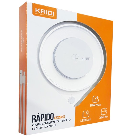 Carregador de Celular Por Indução Sem Fio Turbo 10W Fast Charge Max Kaidi KD-205