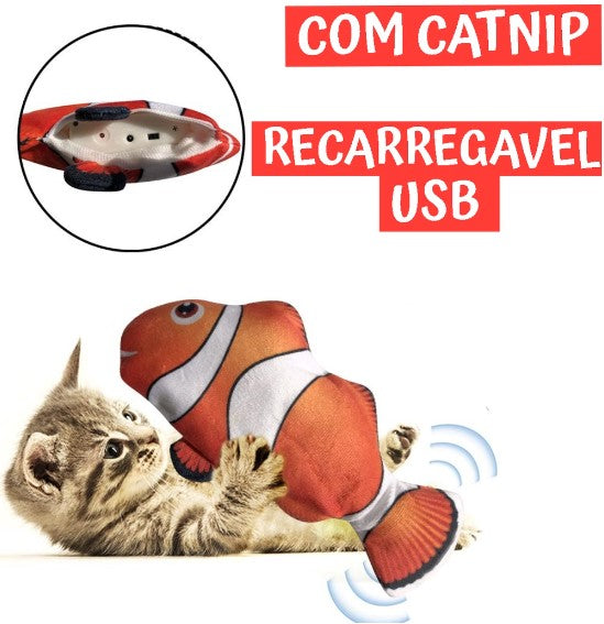 Brinquedo Para Gatos Interativos Peixe Palhaço Elétrico Usb