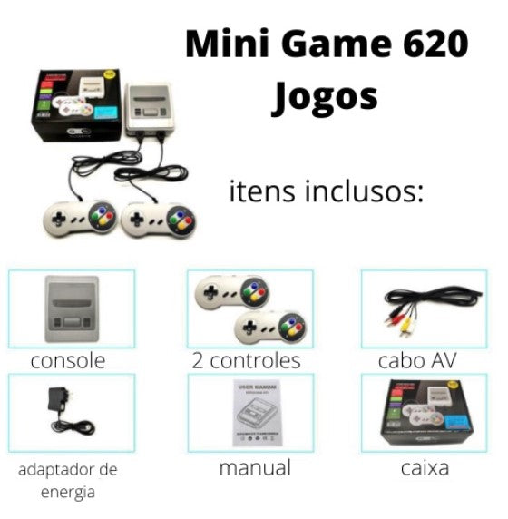 Video Game Classic Super Nintendo Mini Snes 8 Bits 620 Jogos