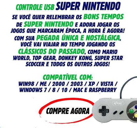 Controle USB Super Nintendo Snes Manete Joystick