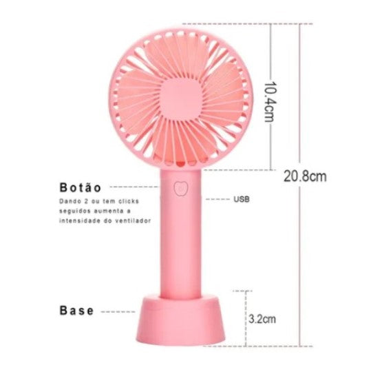 Mini Ventilador Portátil De Mão E Mesa