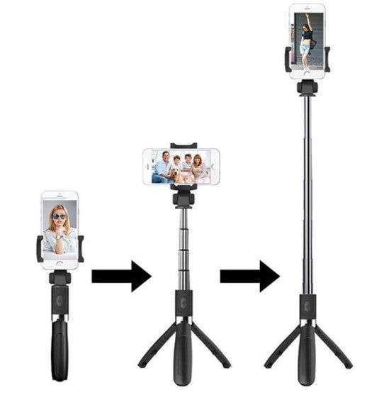 Bastão Pau Selfie Tripé Controle Bluetooth Retrátil Celular Suporte Portátil Universal Mesa Câmera Monopod 3 em 1 GoPro iPhone