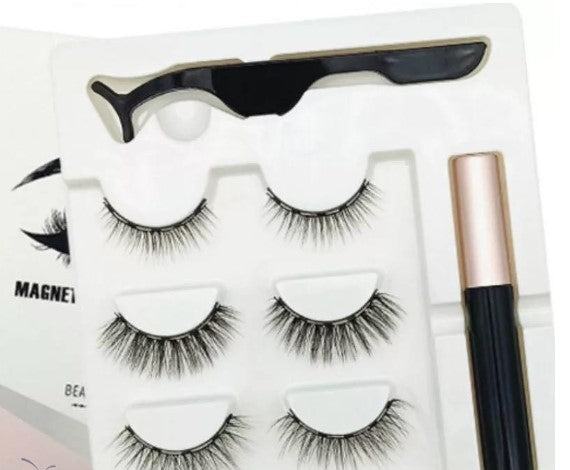 Kit Cílios E Delineador Magnéticos Com Pinça Magnetic Eyelashes