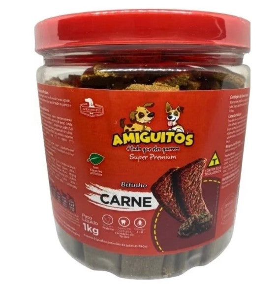 Bifinho Petiscos Jack Dog para Cães Sabor Carne 1KG para Pet