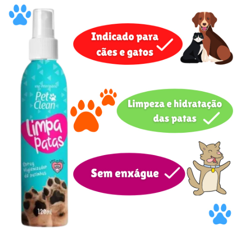 Limpa Patas Limpador de Patinhas para Cachorro e Gato Pet Clean - Spray 120 ml