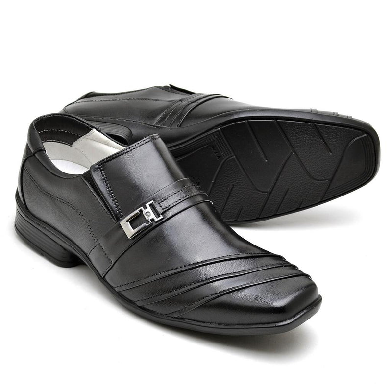 Sapato Casual Conforto Couro Preto 04w