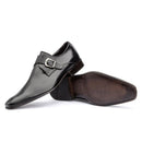 Sapato Masculino Monk Strap Solado De Couro Cromo Preto