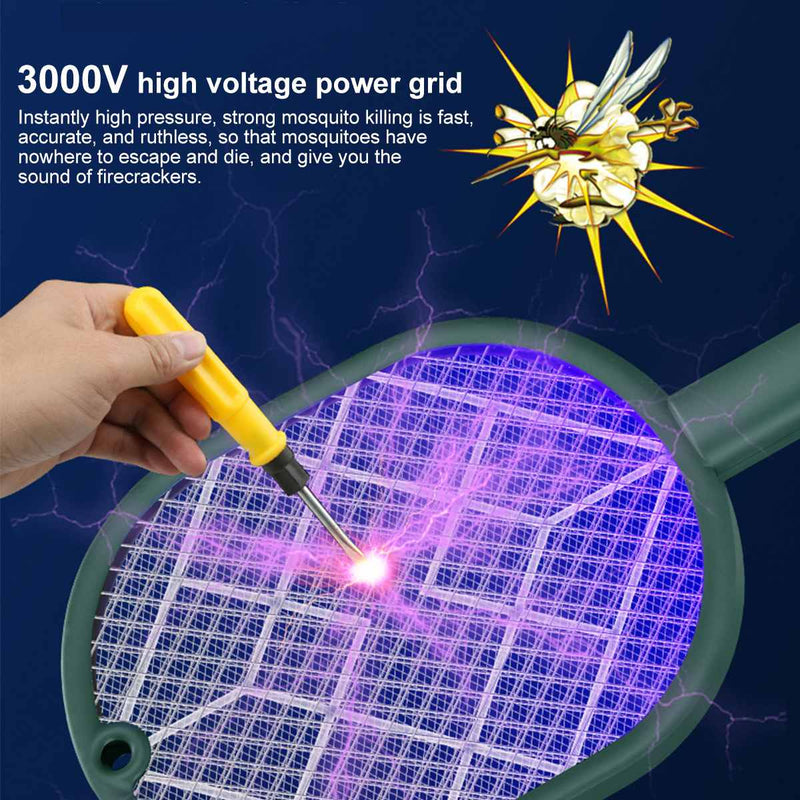 Raquete elétrica recarregável contra insetos 3000v