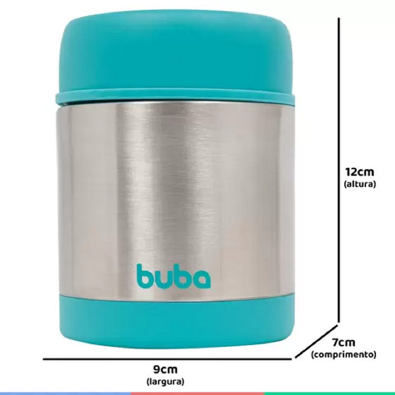 Pote Térmico Infantil Aço Inoxidável Para Refeição 350ml 6+ Meses Azul - Buba