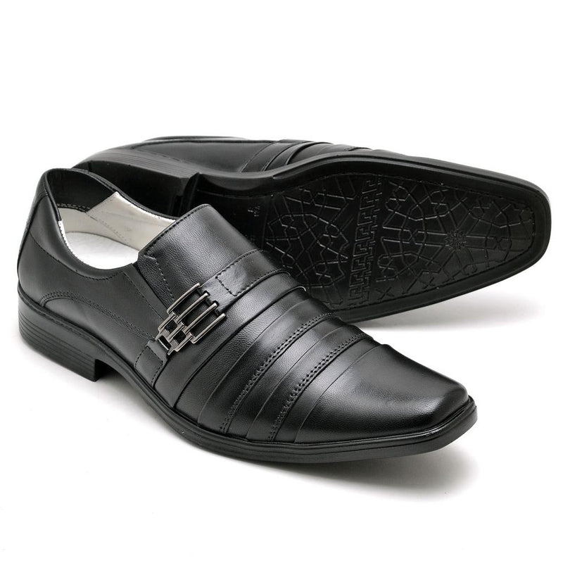 Sapato Casual Conforto Couro Preto 010