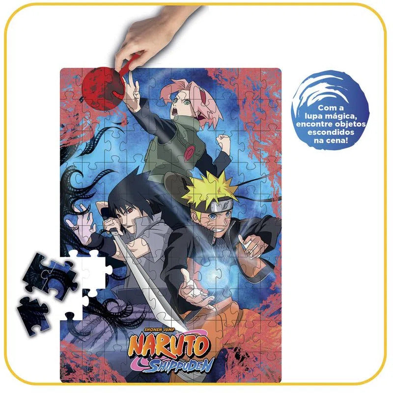 Puzzle Play 100 Peças Naruto Shippuden Com Lente Mágica