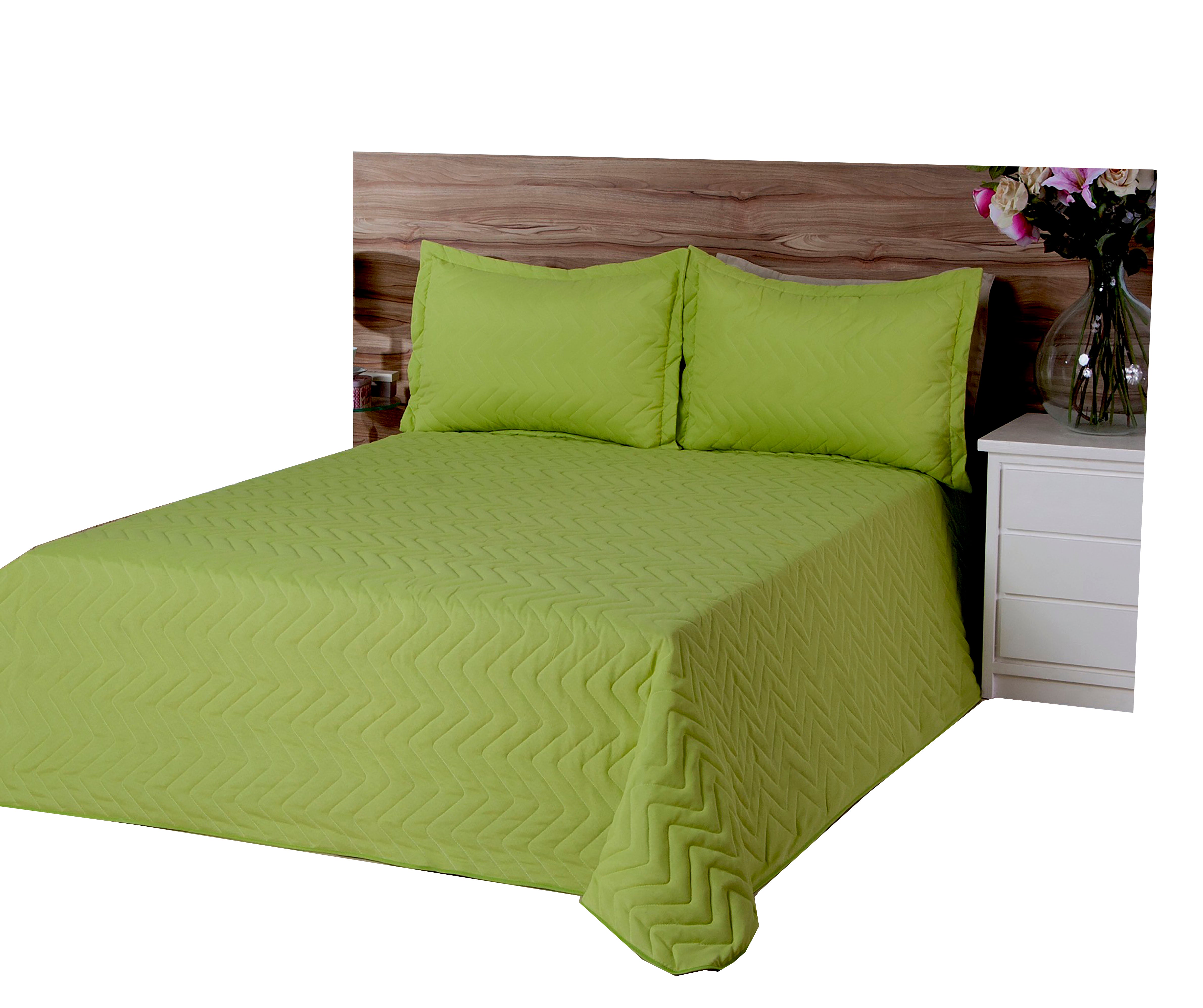 Cobre Leito Matelassado Classic Queen 03 Peças Verde