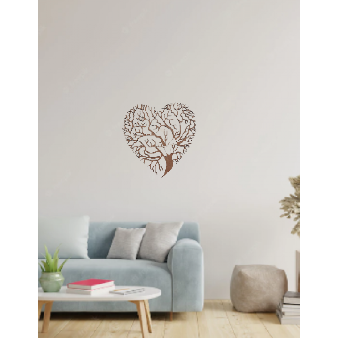 Arvore Coração Em Mdf Natural