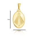 Corrente Elo Alongado Fecho Gaveta 2mm - 5g - 70 Cm + Pingente Medalha Nossa Senhora Relevo - 2,0 X 1,5 Cm