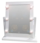 Espelho Camarim Quadrado Com Led Maquiagem Mesa Á Pilha