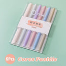 Kit Caneta Marca Texto Tons Pasteis Marcador Varias Cores