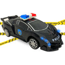Carro De Polícia Vira Robô Brinquedo Bate E Volta C/ Som Luz